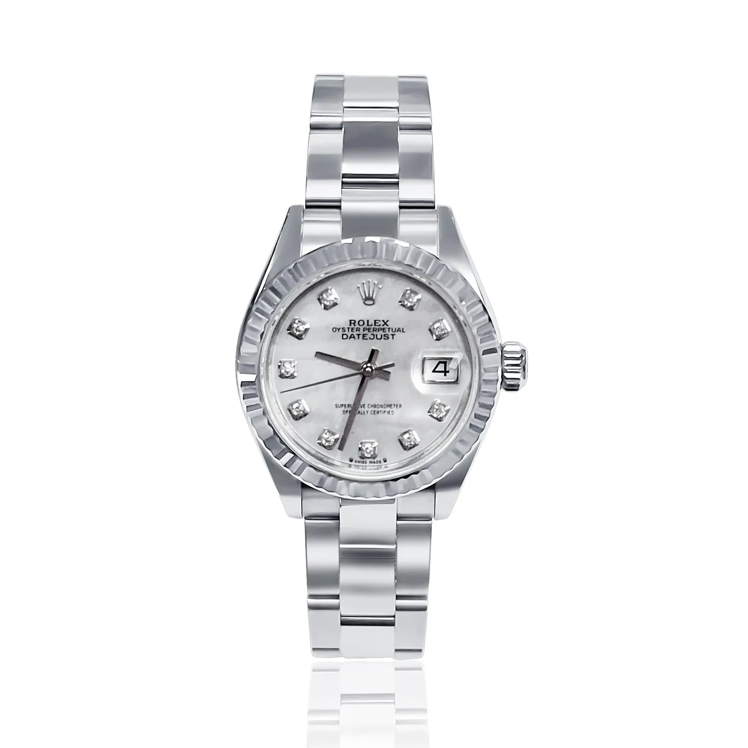 Pre-Owned Rolex MOP Diamond Dial Women's Watch with Box and Papers