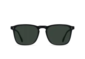 Raen Wiley Mens Square Sunglasses - Crystal Black/Green Polarized