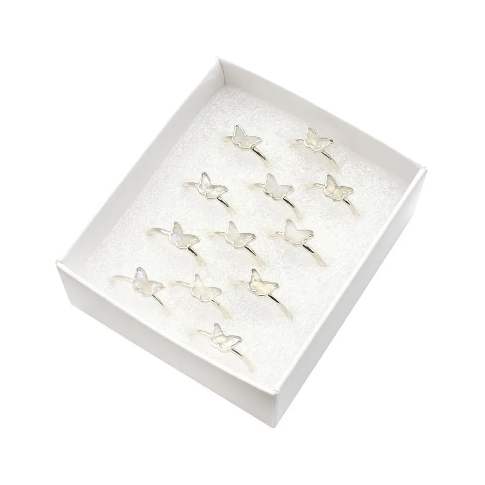 Rainbow Moonstone Butterfly Silver Ring - 925