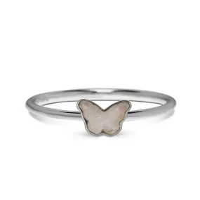 Rainbow Moonstone Butterfly Silver Ring - 925