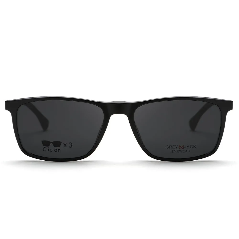 Rectangle Clip on Rectangle Clip on TR90 Spectacle Frame with Sunglasses Lens 10009