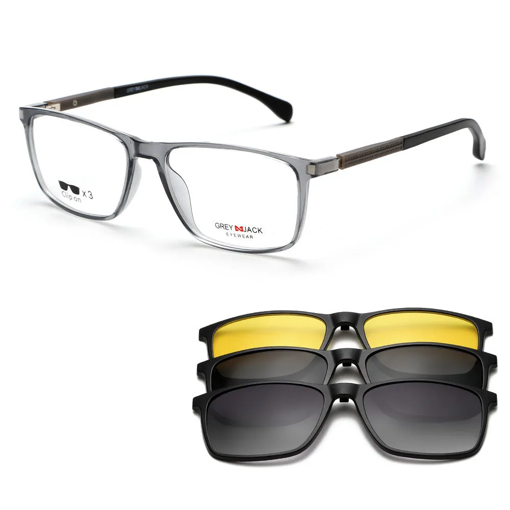 Rectangle Clip on Rectangle Clip on TR90 Spectacle Frame with Sunglasses Lens 10009