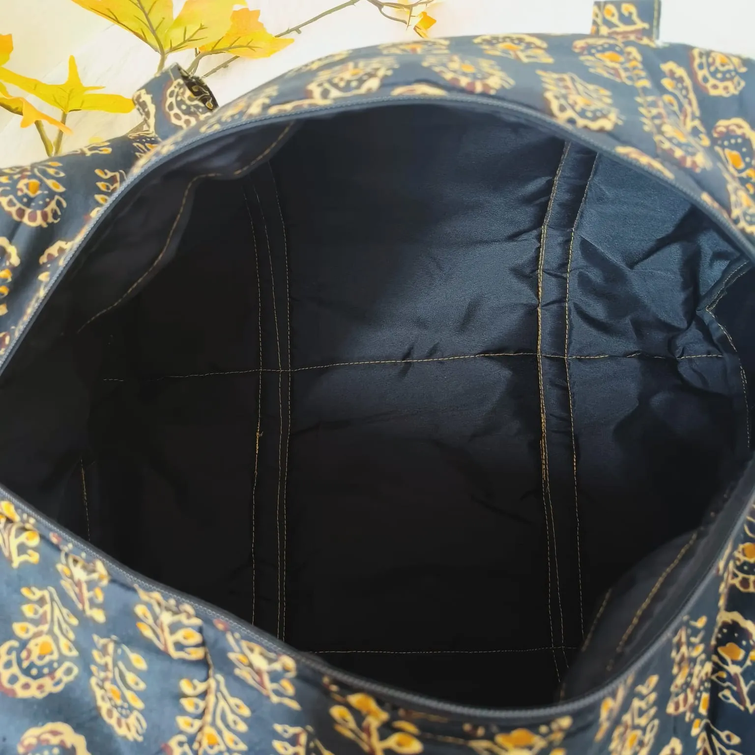 Rectangle Travel Bag Brown Colour With white Prints