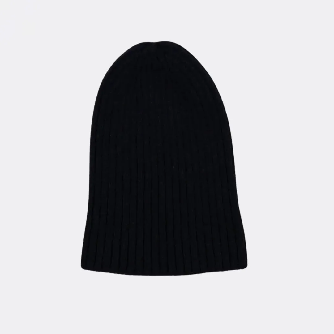Recycled Cashmere Beanie (Black)