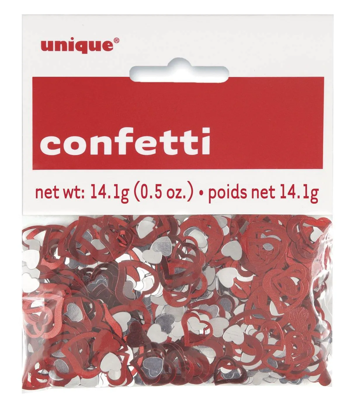 Red & Silver Hearts Confetti - 14g