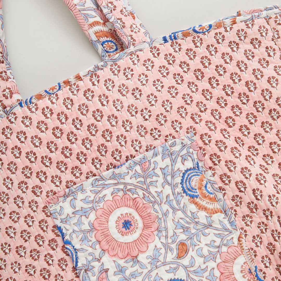 Reversible Large Quilted Tote - Lisbon Floral