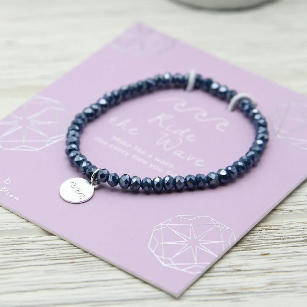 Ride the Wave ~ Stretchy Navy Crystal Bracelet