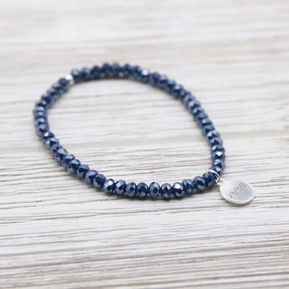 Ride the Wave ~ Stretchy Navy Crystal Bracelet