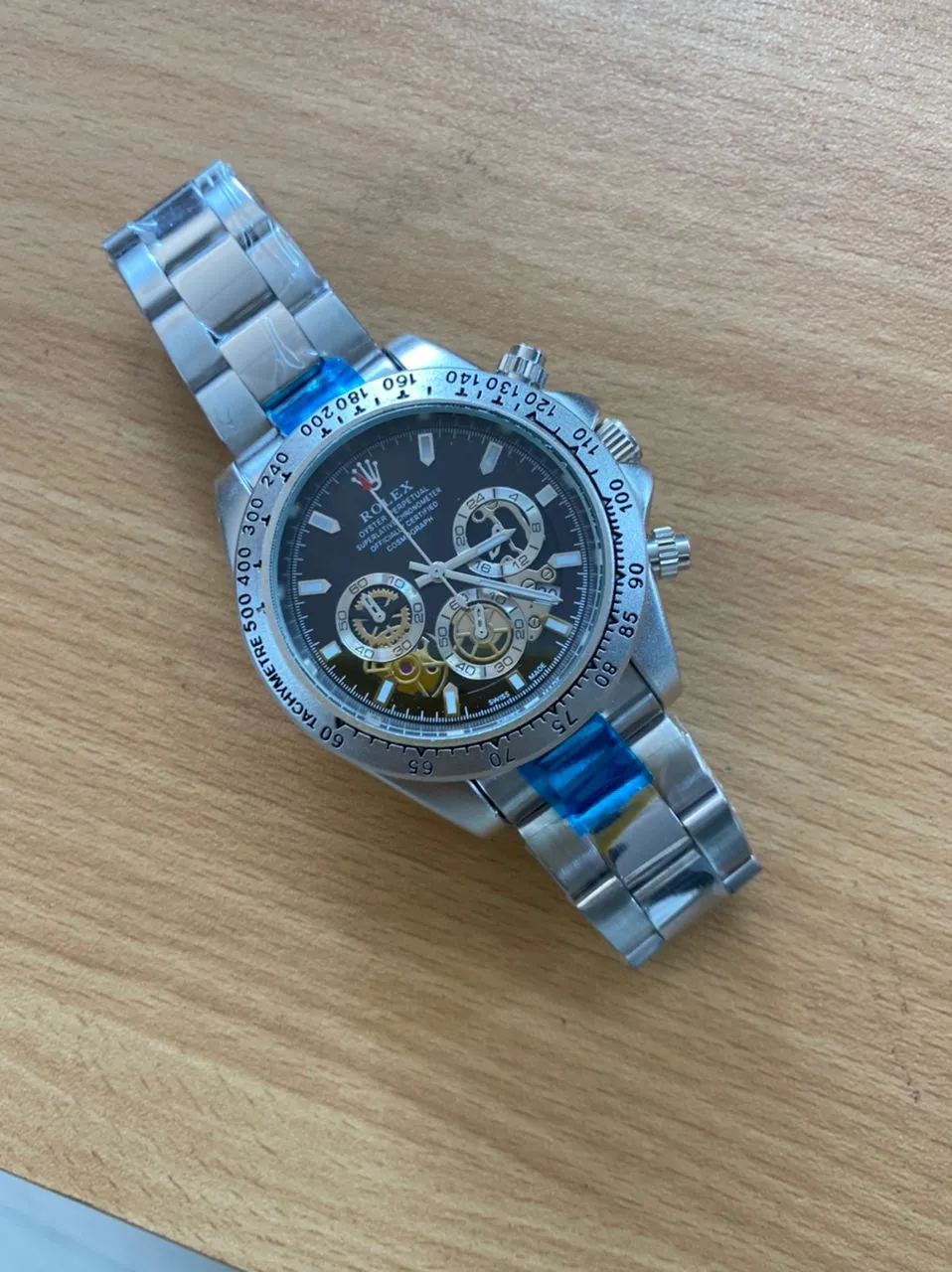 RLX-DYN Stainless Steel mechanical Chronograph Blue Dial And Luxury silver Stainless steel Men's Watch for Man Dual Tone RLX-DYN-5363