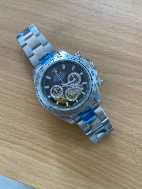 RLX-DYN Stainless Steel mechanical Chronograph Blue Dial And Luxury silver Stainless steel Men's Watch for Man Dual Tone RLX-DYN-5363