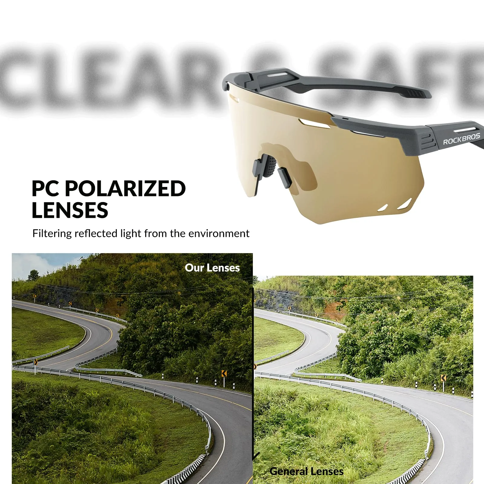 ROCKBROS Polarized Sunglasses 100% UV400 Protection Cycling Glasses
