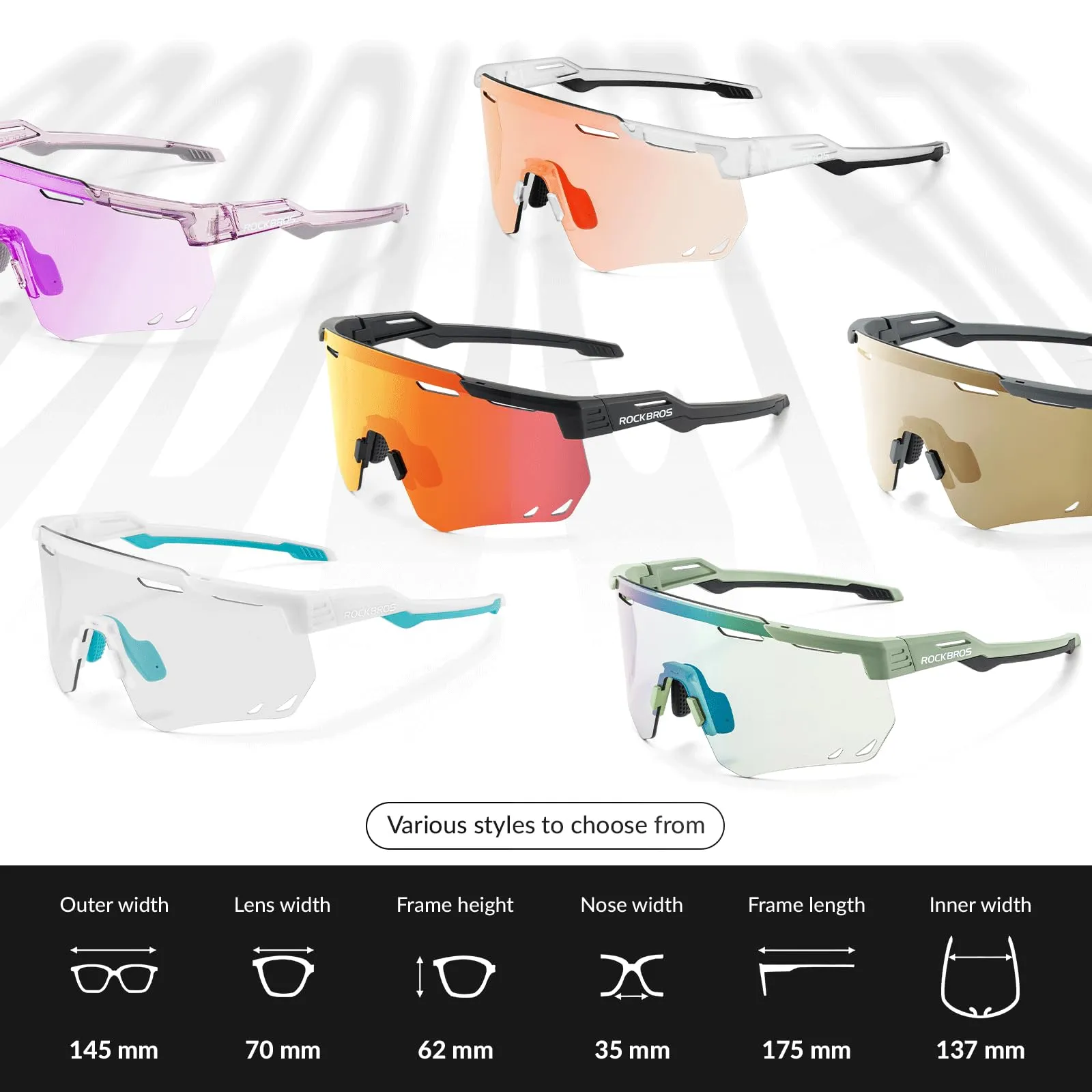 ROCKBROS Polarized Sunglasses 100% UV400 Protection Cycling Glasses