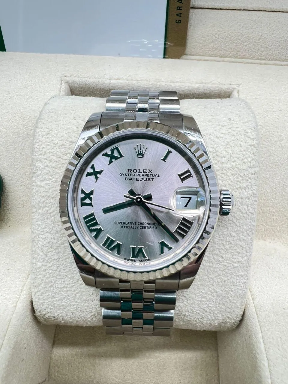 ROLEX 31mm Ladies White Gold & SS Datejust Silver Roman 178274 SANT BLANC