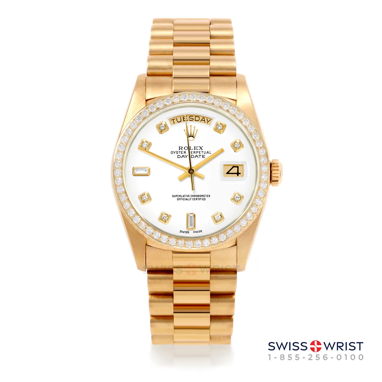 Rolex Day-Date 36mm | 18038-WHT-DIA-AM-BDS-PRS