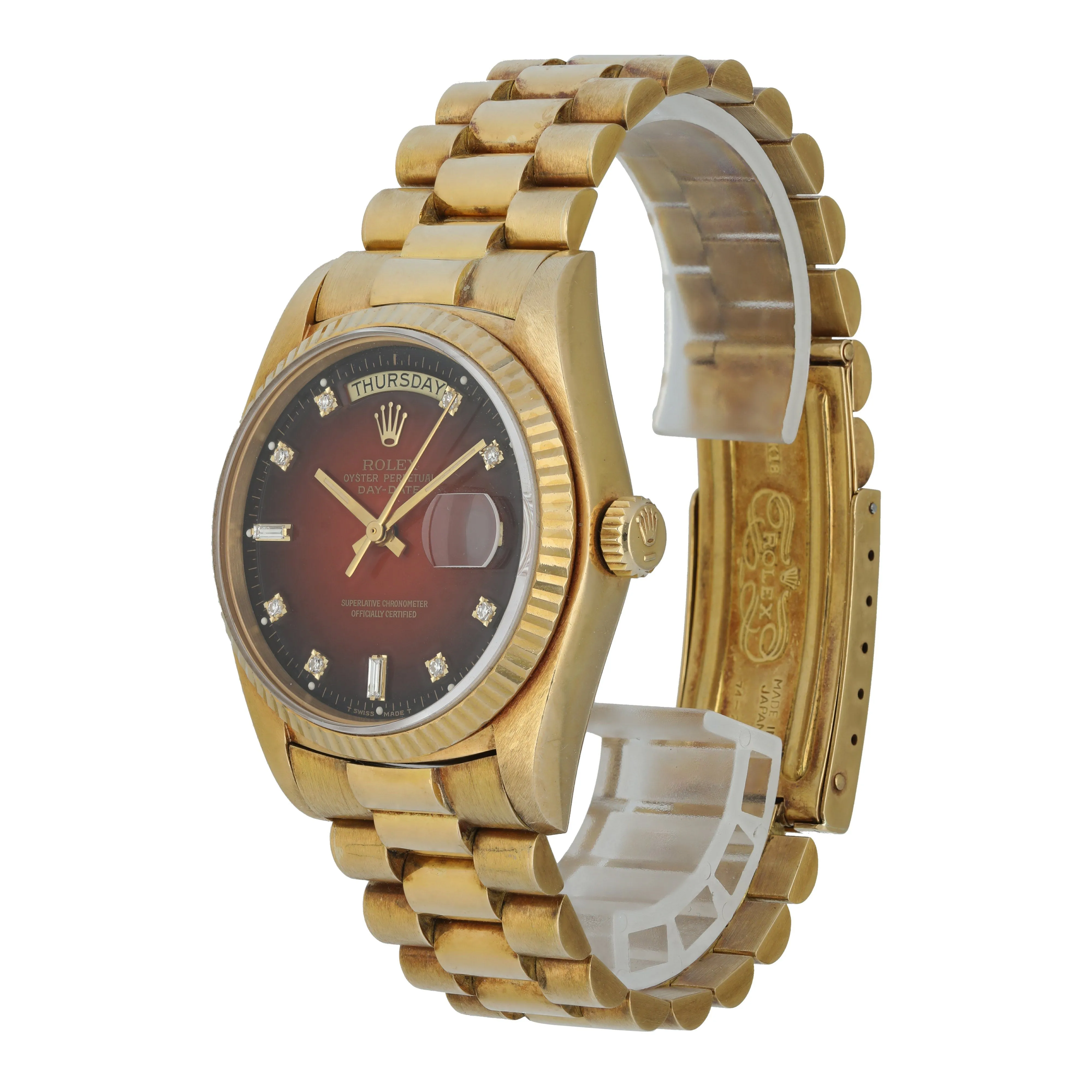 Rolex Day Date President 18038 Red Vignette Diamond Dial mens Watch