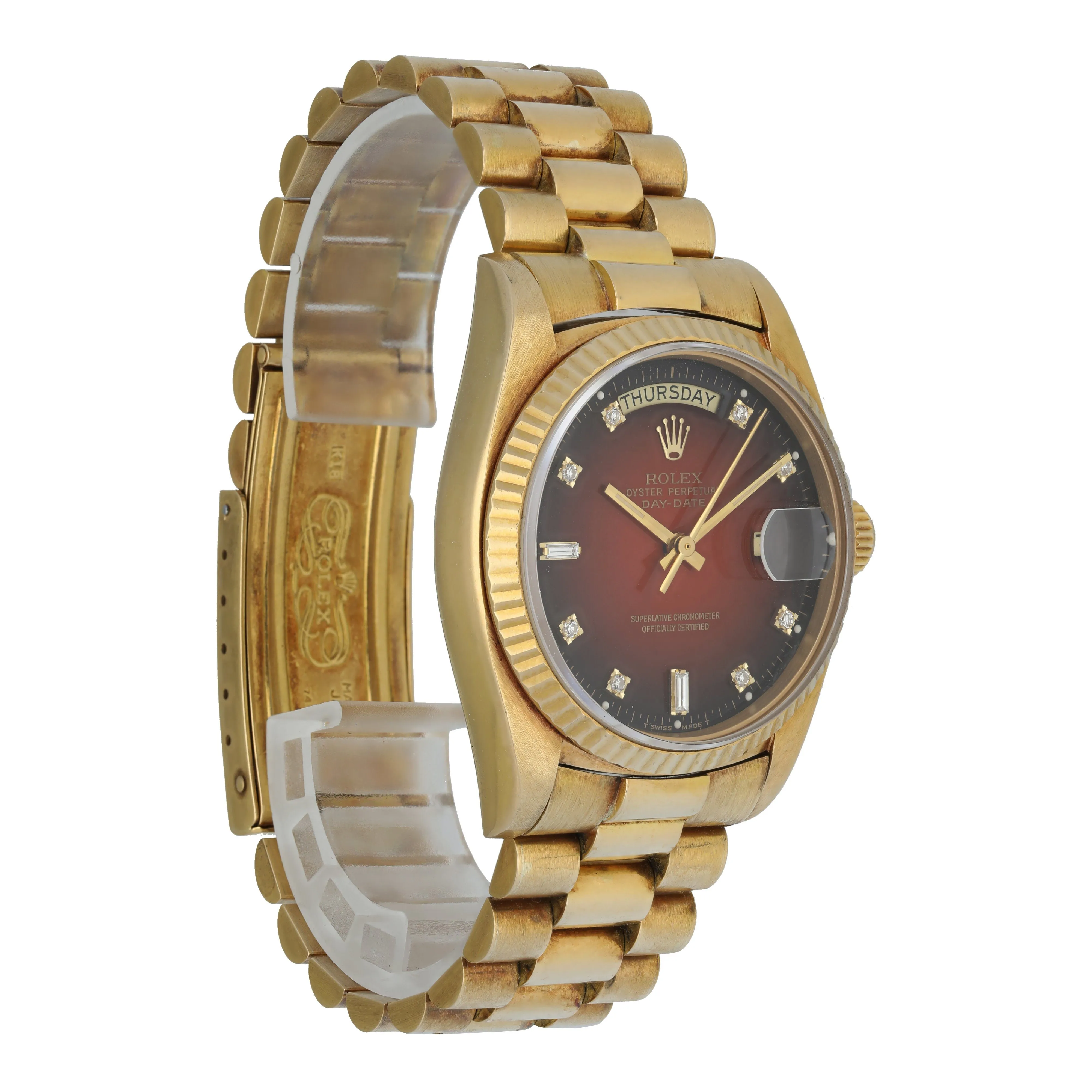 Rolex Day Date President 18038 Red Vignette Diamond Dial mens Watch