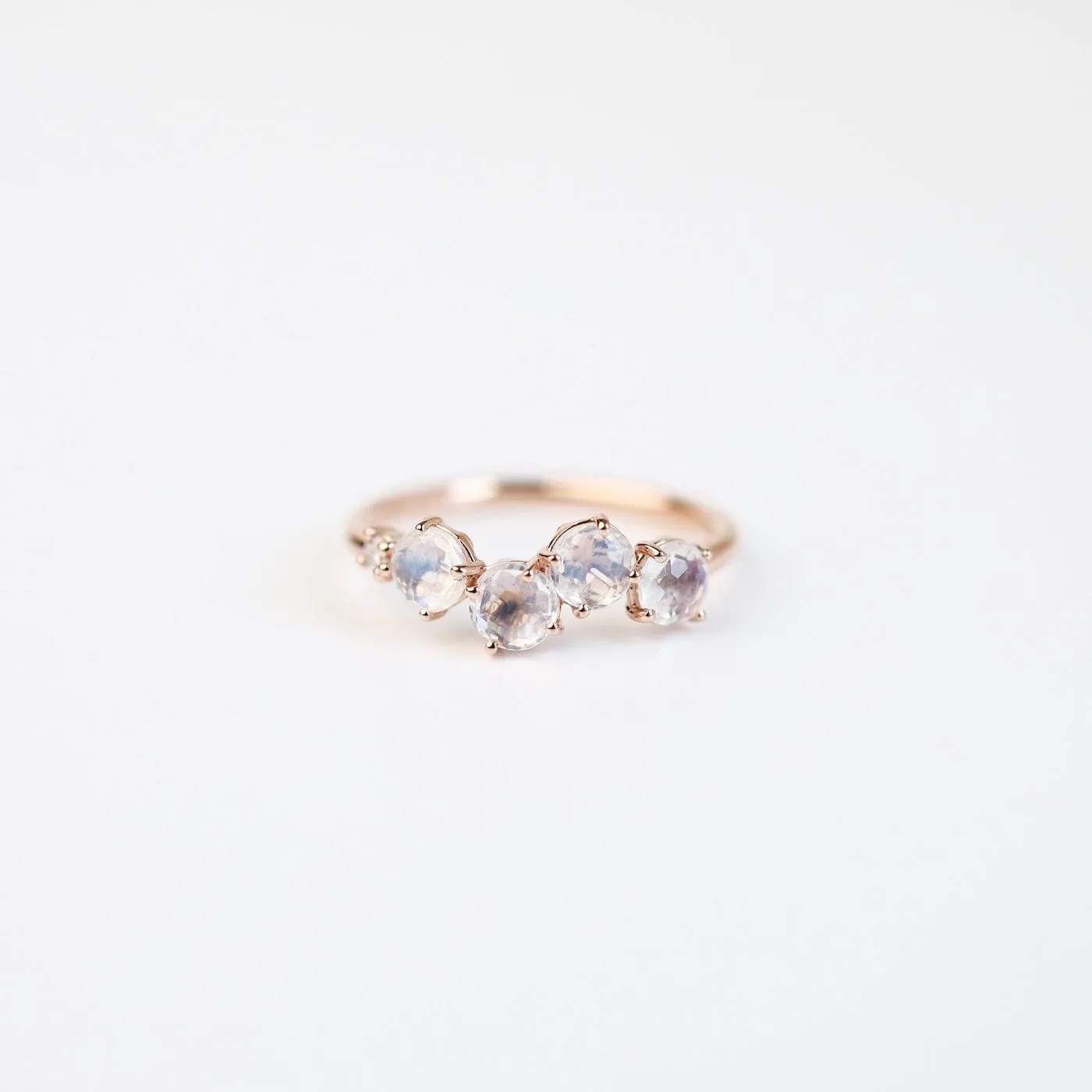 Rose Gold Round Rainbow Moonstone Ring