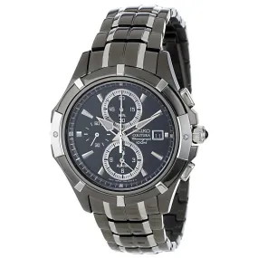 Seiko SNAE57 Men's Coutura Black Dial Two Tone Black Steel Chronograph Alarm Watch