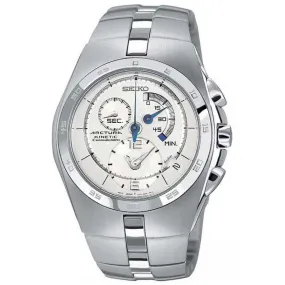 Seiko SNL001 Men's Arctura Silver Dial Steel Bracelet Chronograph Kinetic Watch