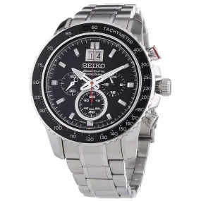 Seiko SPC137P1 Men's Sportura Black Dial Steel Bracelet Chronograph Watch