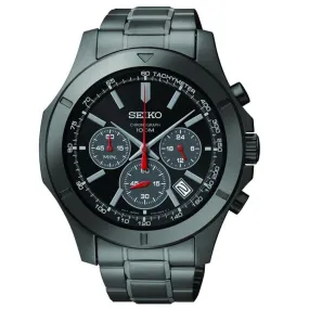 Seiko SSB119 Men's Chronograph Black Dial Black IP Steel Bracelet Quartz Watch