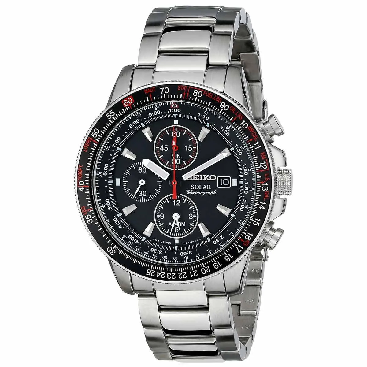 Seiko SSC007 Men's X Prospex Solar Black Dial Stainless Steel Bracelet Chronograph Alarm Watch
