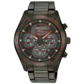 Seiko SSC071P1 Men's Criteria Solar Grey Dial Black IP Steel Bracelet Chronograph Watch
