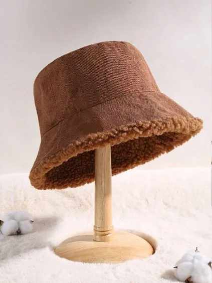 Shein 1 PC Reversible Fluffy Bucket Hat /