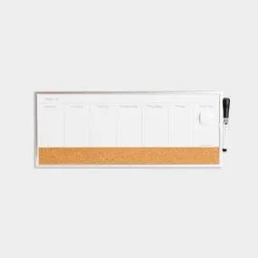 Silver Metal Frame Dry Erase Weekly Calendar   Cork Strip