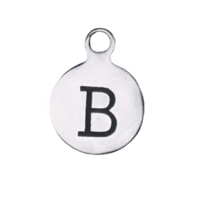 Silver Round Initial Charm - Letter B