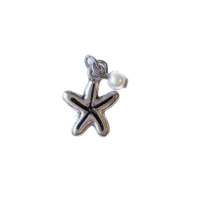 Silver Starfish Pearl Charm