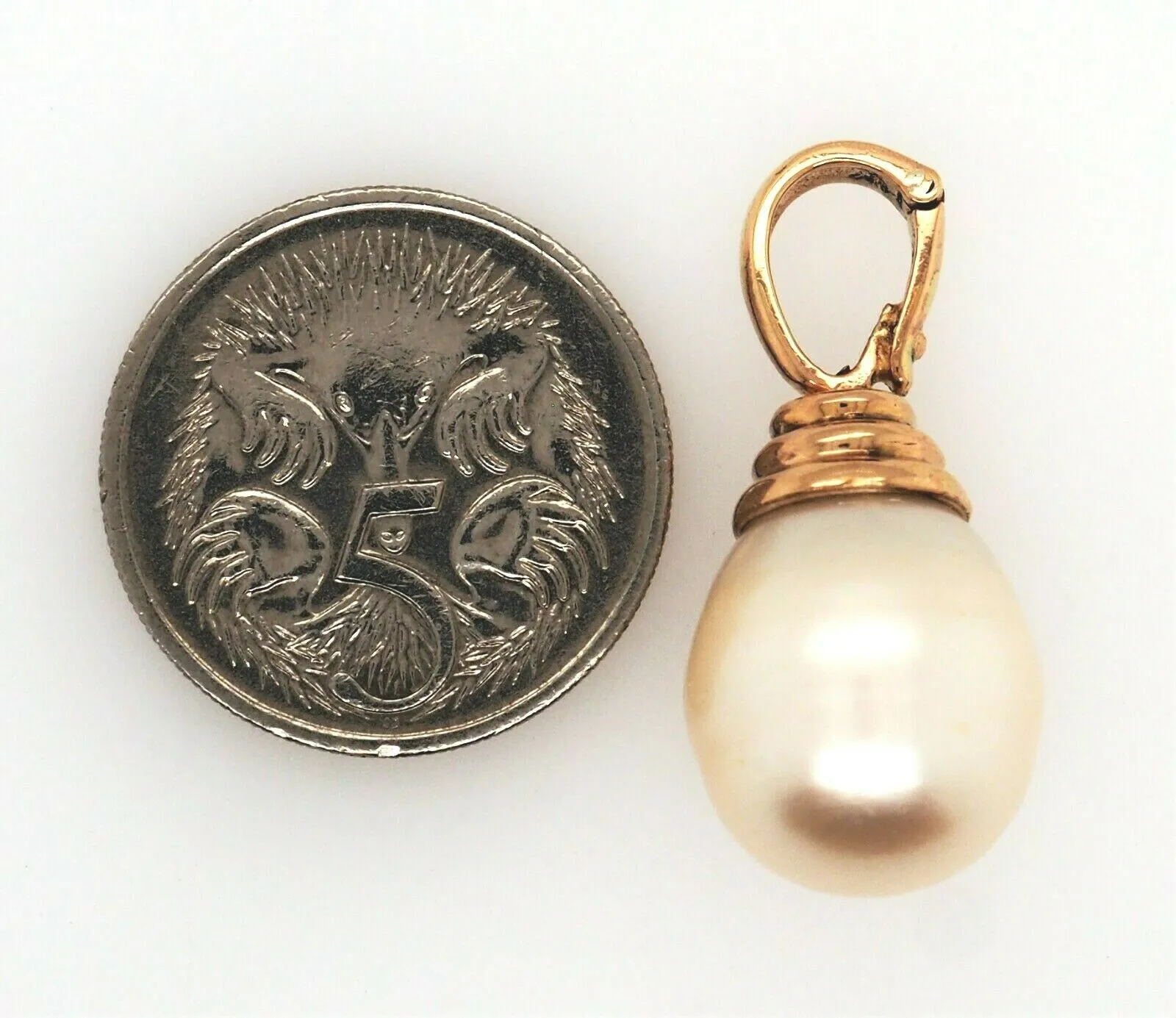 South Sea Pearl & 14ct Yellow Gold Pendant Fine Jewellery Creamy White Pearl