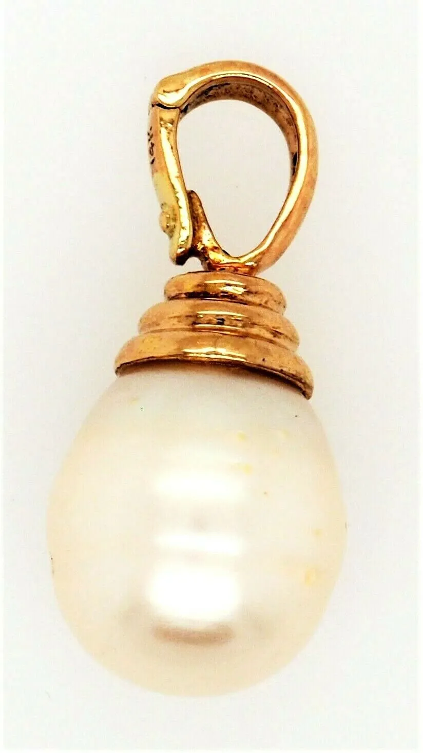 South Sea Pearl & 14ct Yellow Gold Pendant Fine Jewellery Creamy White Pearl