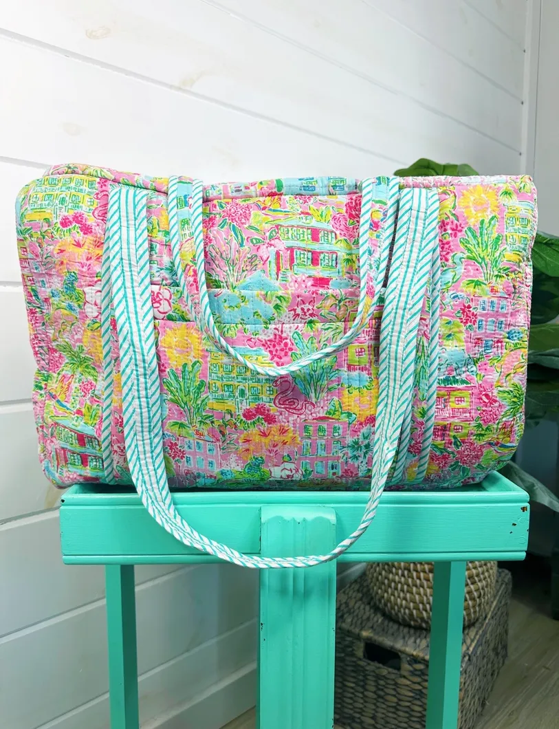 Southern Town Quilted Reversible Weekender Bag