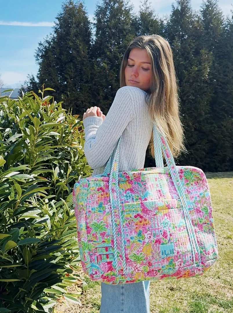 Southern Town Quilted Reversible Weekender Bag