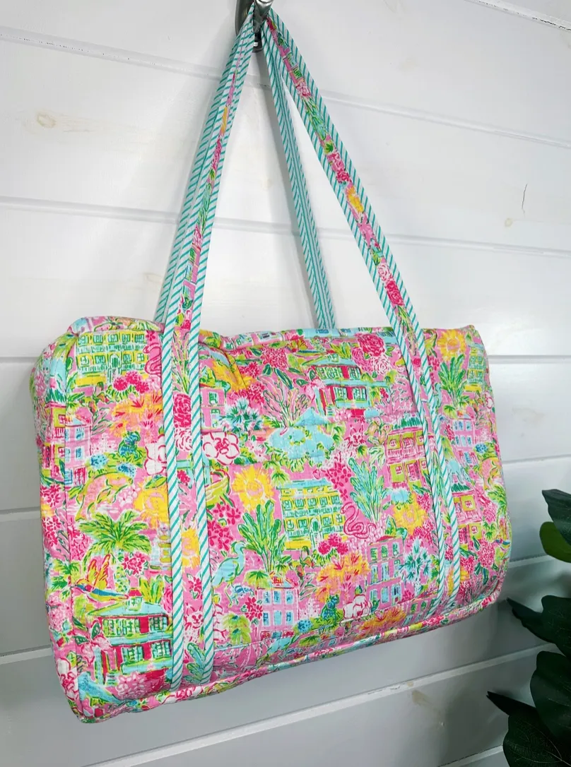 Southern Town Quilted Reversible Weekender Bag