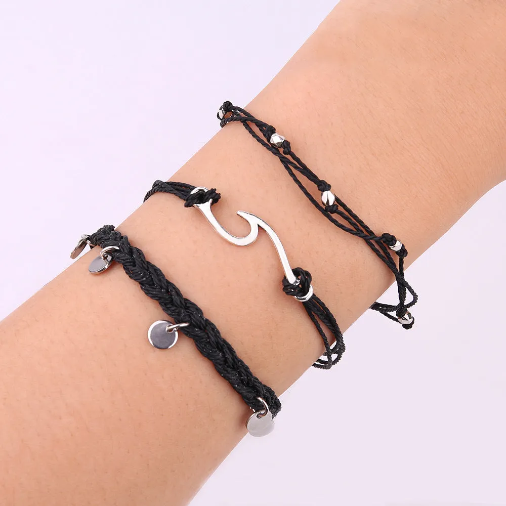 Stainless steel disc bracelet set