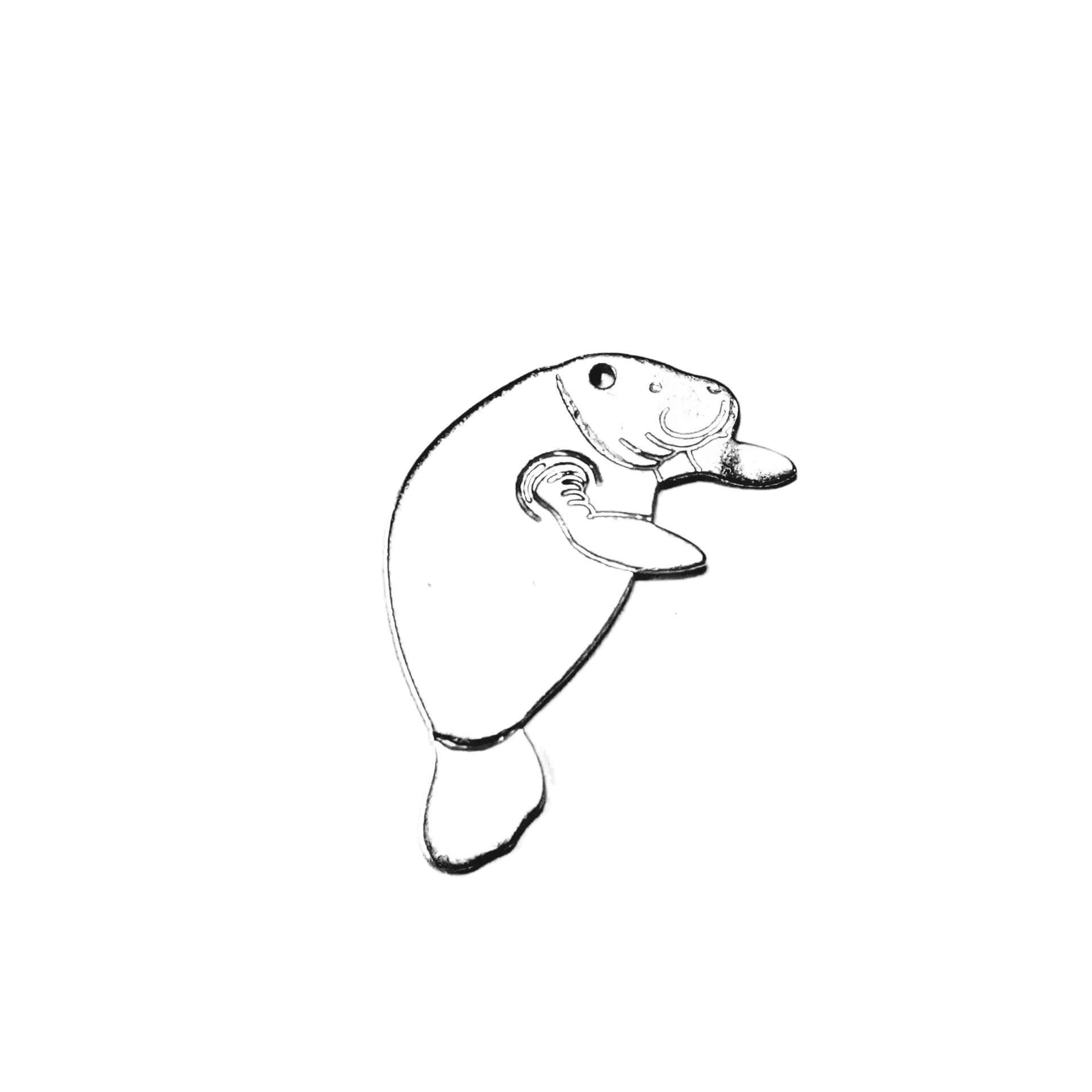 Stainless Steel Silver Large Manatee Pendant