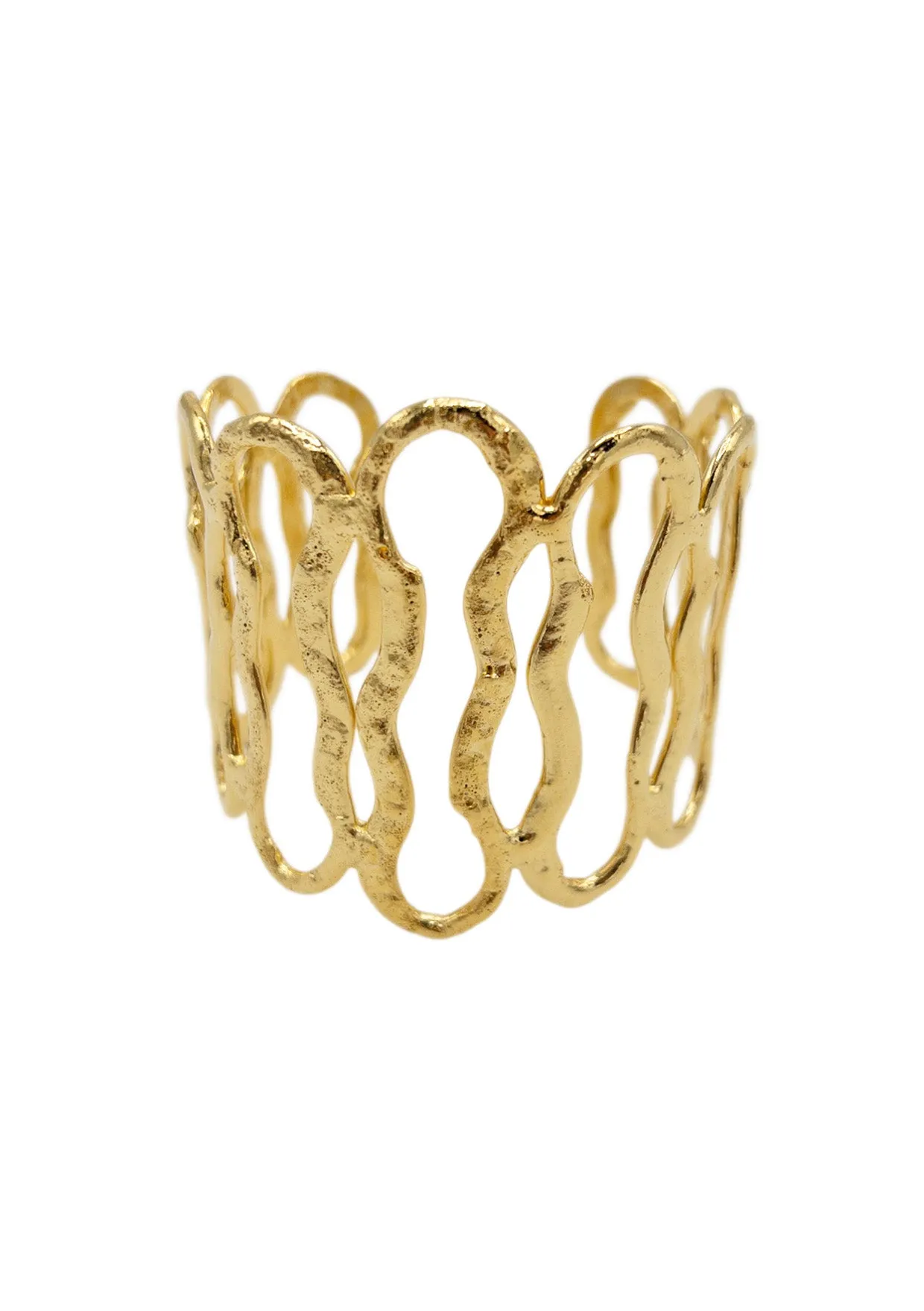 Statement Gold Open Loop Wave Cuff Bracelet