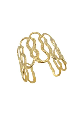 Statement Gold Open Loop Wave Cuff Bracelet