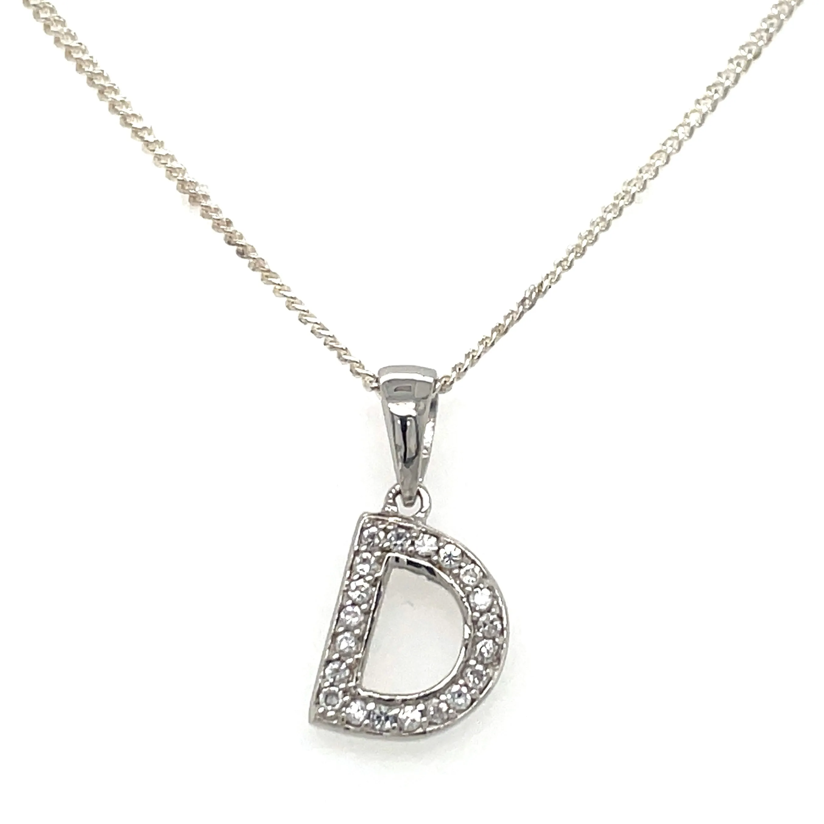 Sterling Silver Cz Initial Necklaces