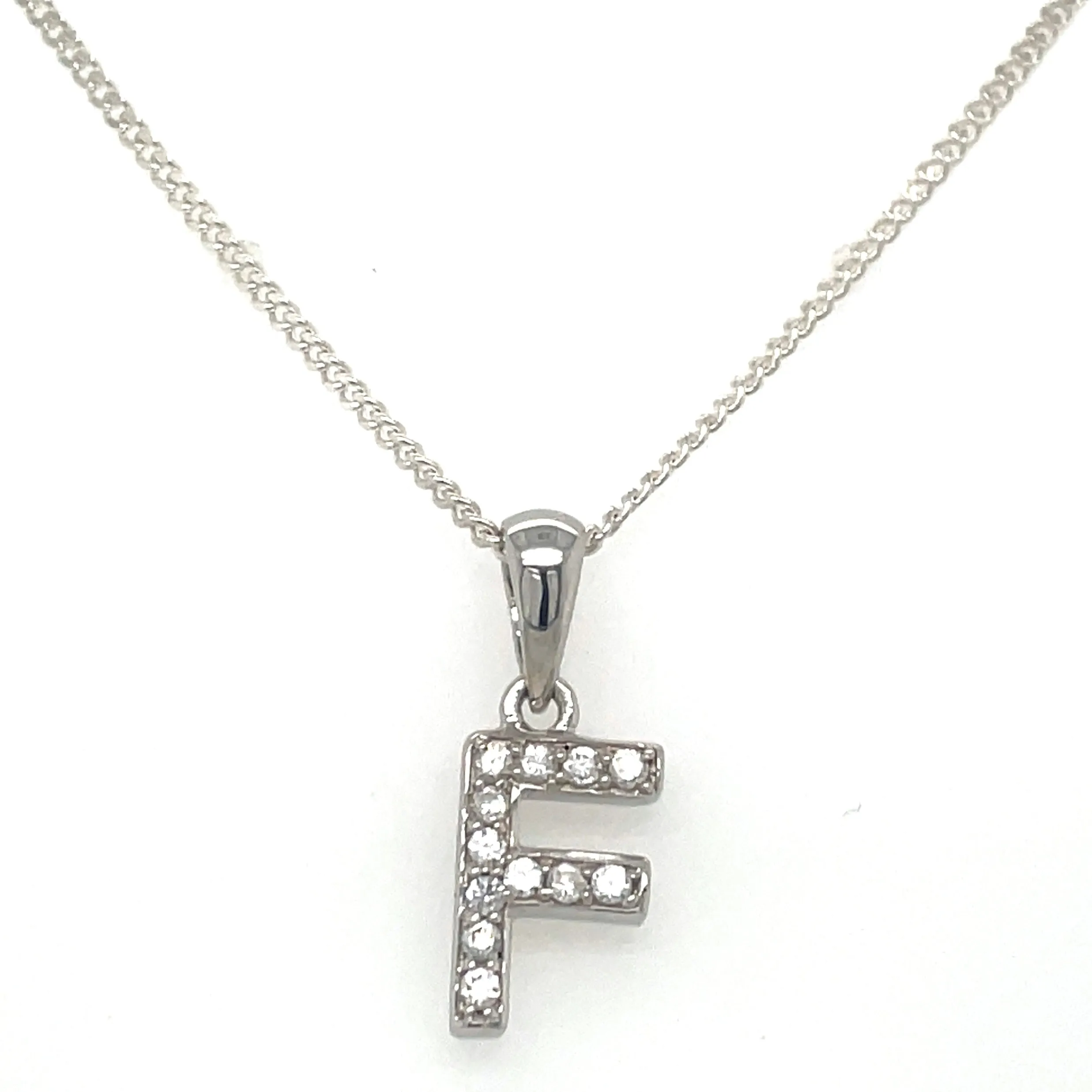Sterling Silver Cz Initial Necklaces