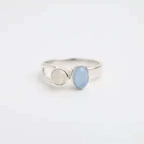 Sterling Silver Double Stone Ring - Moonstone