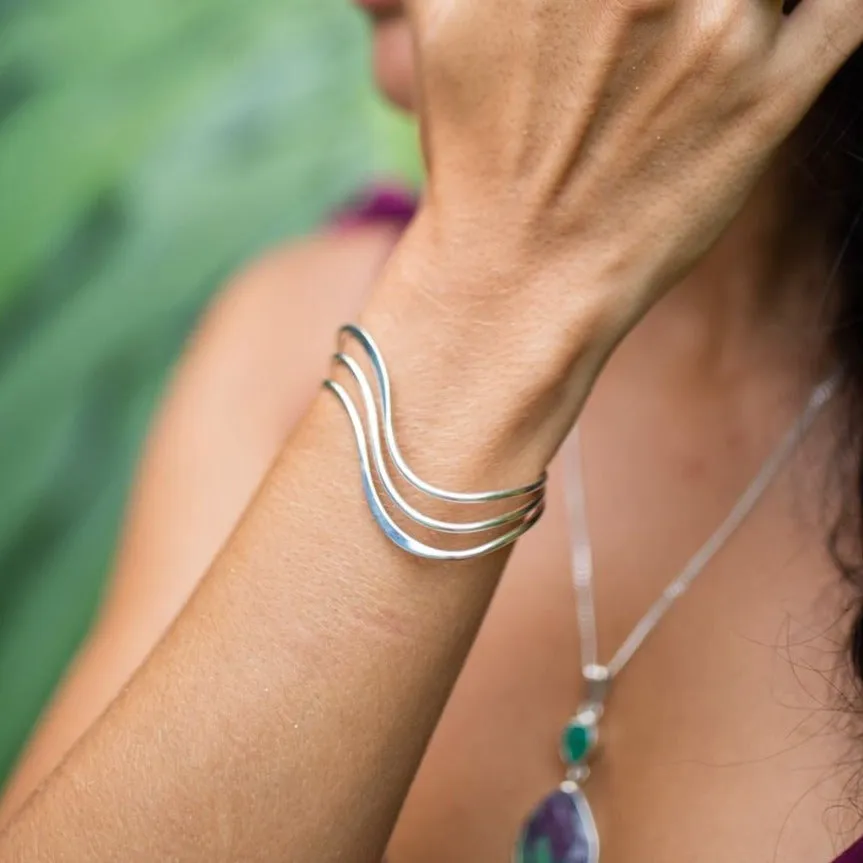 Sterling Triple Wave Cuff