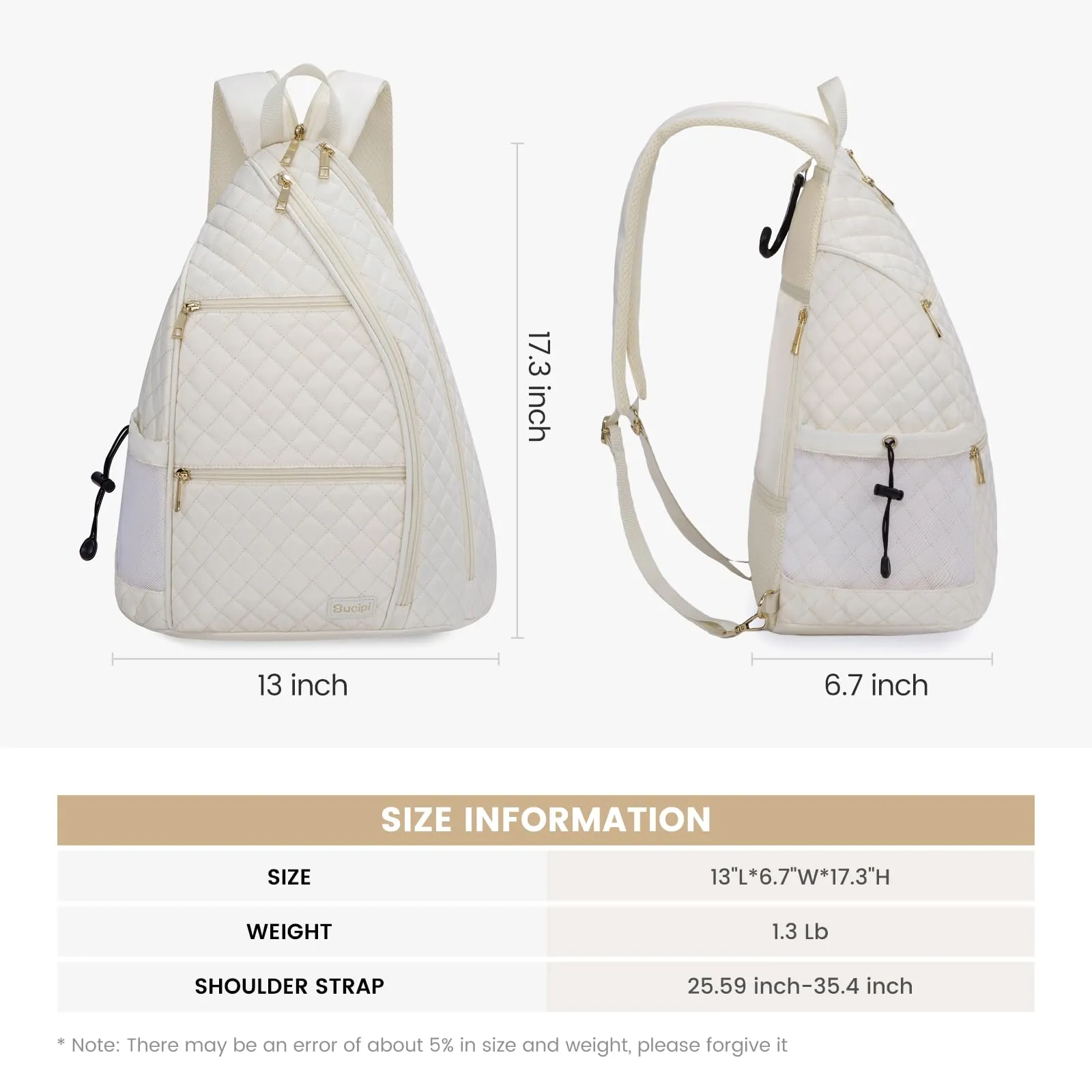 Sucipi Pickleball Bag for Women, Pickleball Backpack with Fence Hook Reversible Quilted Crossbody Sling Bag Tennis Bag Backpack Pickle Ball Paddle Bag-Holds Paddles, Pickleballs Accessories