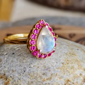 SWEET PINK MOON CLOUDS - PINK TOURMALINE 925 VERMEIL GOLD RINGS