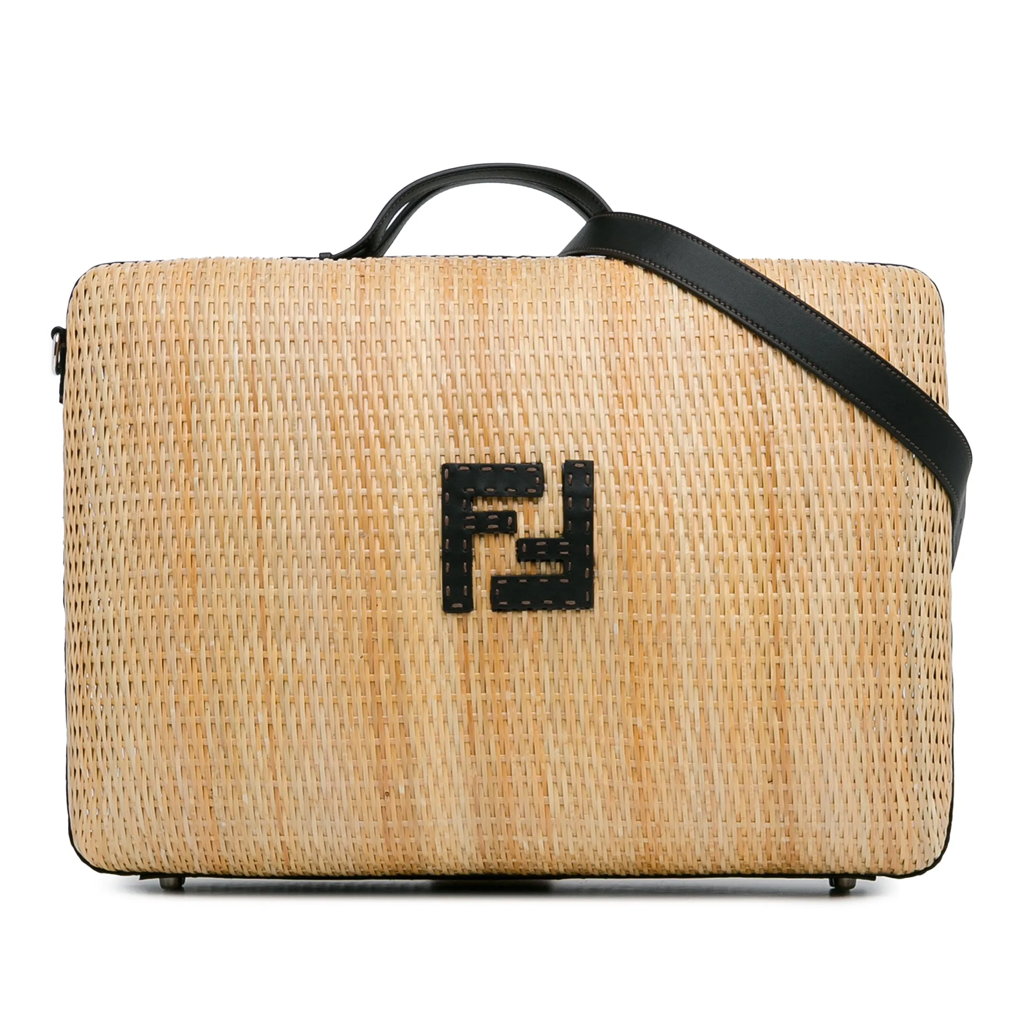 Tan Fendi Rattan Travel Bag