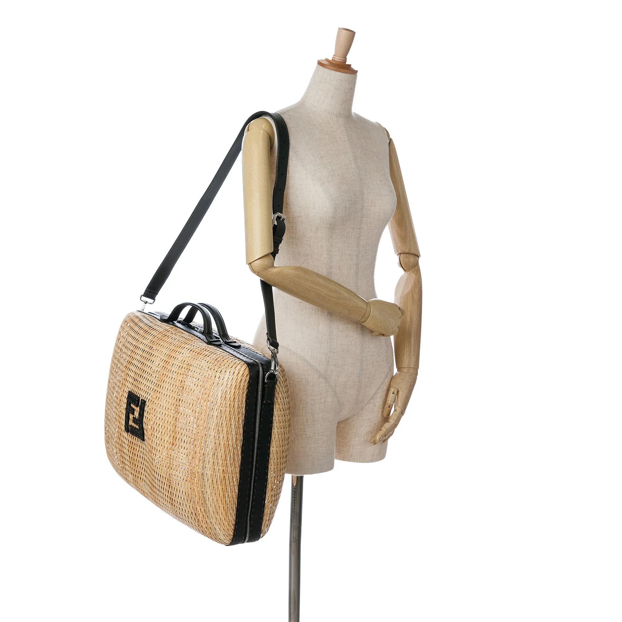 Tan Fendi Rattan Travel Bag