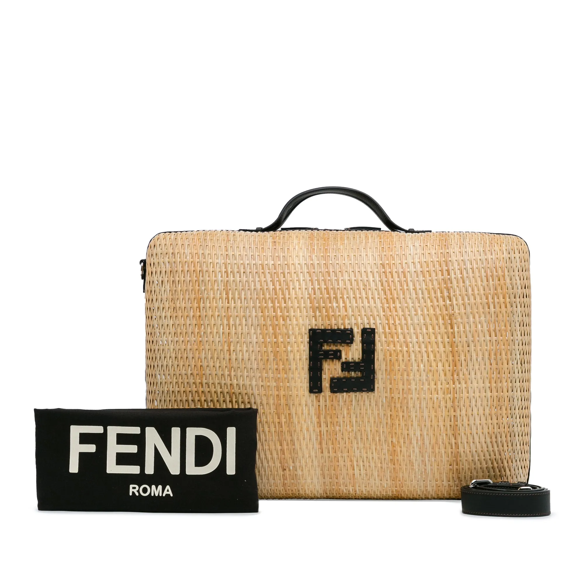 Tan Fendi Rattan Travel Bag