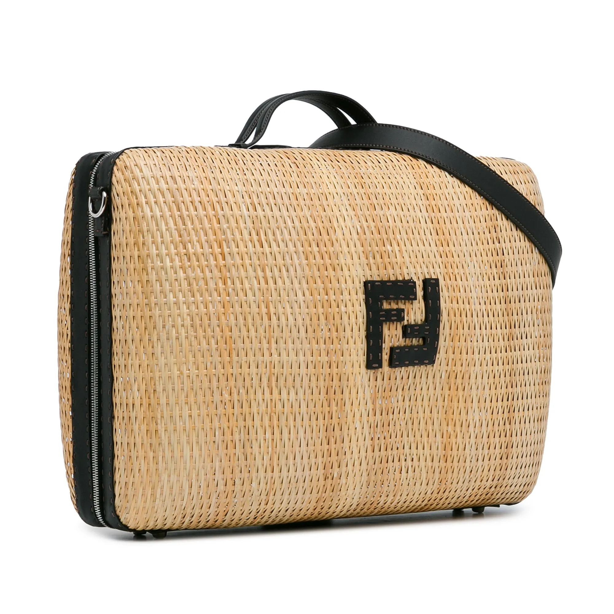 Tan Fendi Rattan Travel Bag